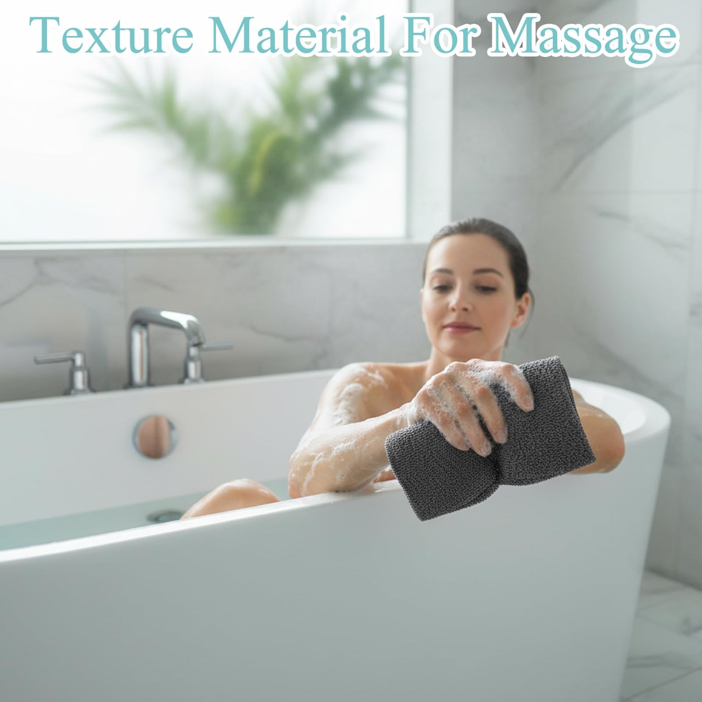 JJUNW 2 Pcs Double Back Exfoliator Body Towel Scrubber, Nylon Exfoliating Back Scrubber with Handles Body Bath Pull Strap Stretchable Cleans Skin Massages Invigorating Blood Circulation for Men Women
