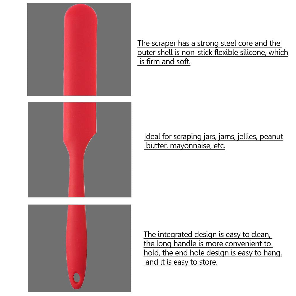 4pcs Silicone Spatula Set Heat Resistant Cake Cream Butter Spatulas Mixing Batter Scraper Non-Stick Flexible Baking Cooking Tool 4 Colors (multicolor)