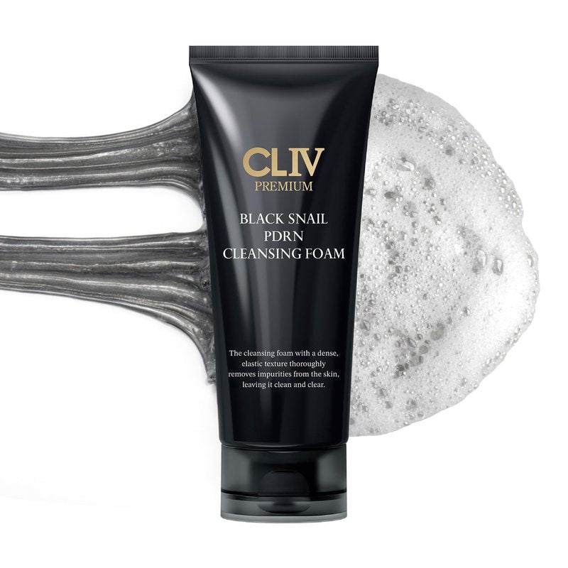 CLIV Black Snail PDRN Cleansing Foam - Hydrating Pore Cleanser with 7,000ppm Charcoal & Glutathione | 4.05 fl oz (120ml)