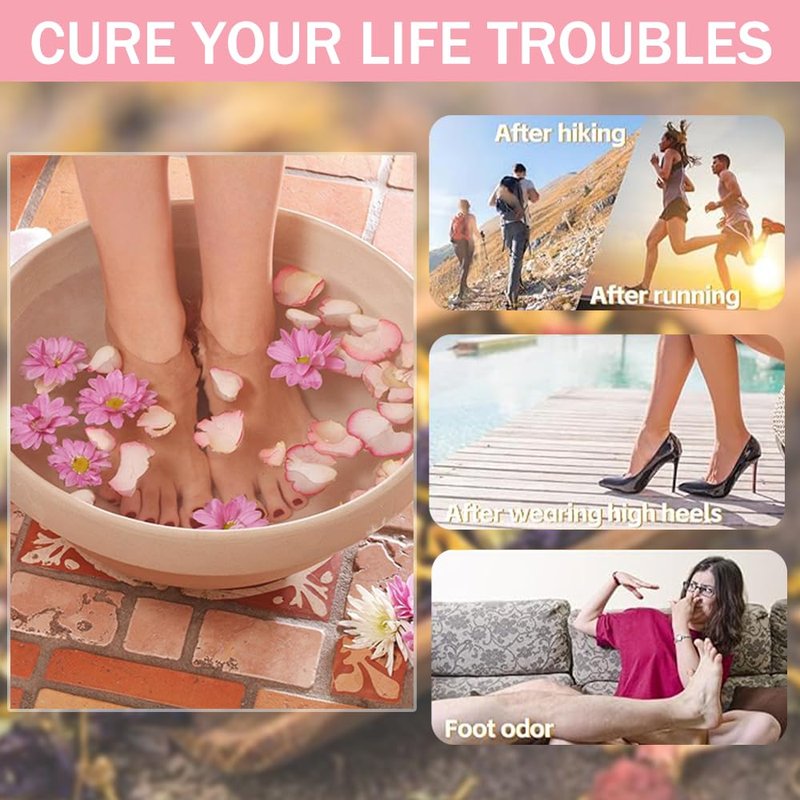 Ouliget Dried Flowers Pedicure Foot Soak Kit,8 Bags Set for Dry Tired Feet,Including Rose Buds,Lavender,Jasmine,Chrysanthemum,Lemongrass,Mint, Peony,Peach Blossom (8 Bags, Dried Flowers)