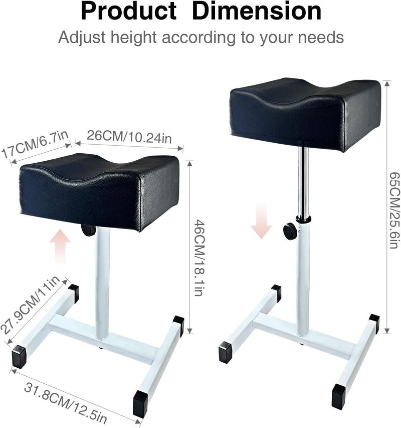 Height Adjustable Pedicure Foot Rest - Non-Slip Stool for Home & Office | Black