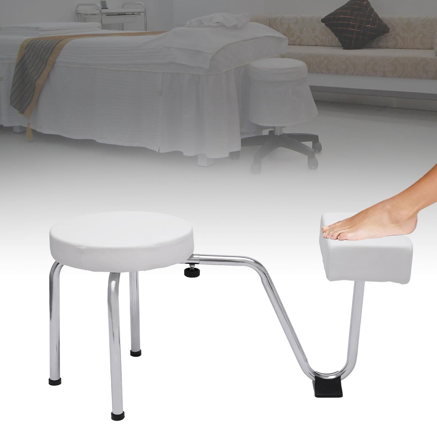 SODONAD Salon Pedicure Stool, Pedicure Foot Rest Stool Chair, Height Adjustable Leg Rest PVC Leather Pad Foot Rest Chair for Manicurists, Pedicurists, Tattoo Artists, Makeup Artists
