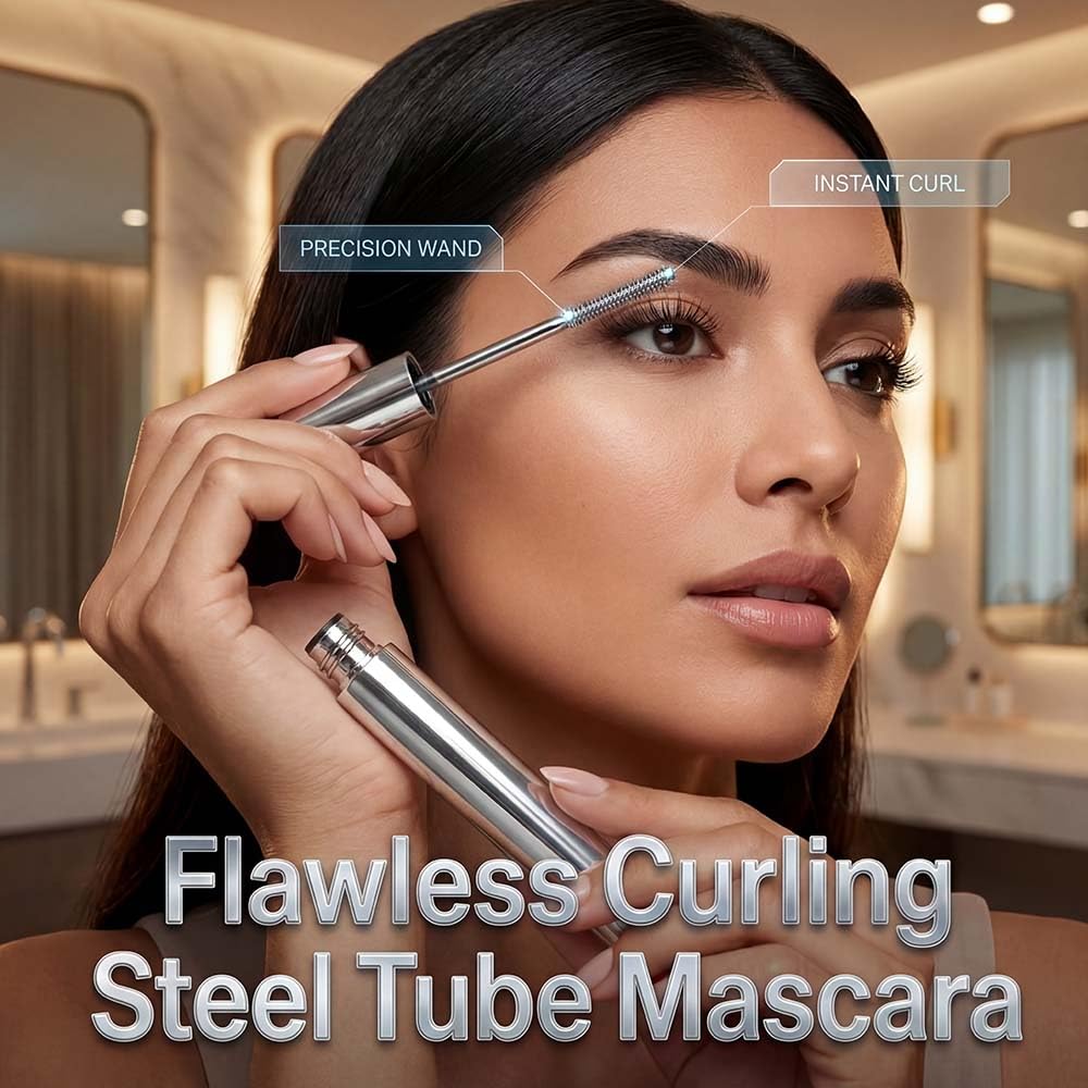 Waterproof Iron Mascara for 3D Curling, 2026 Ultra-Fine Metal Wand Tubing Mascara with Fibers, Extreme Lengthening & Volumizing, Smudge-Proof No Flaking Eyelash Extension (1pcs)