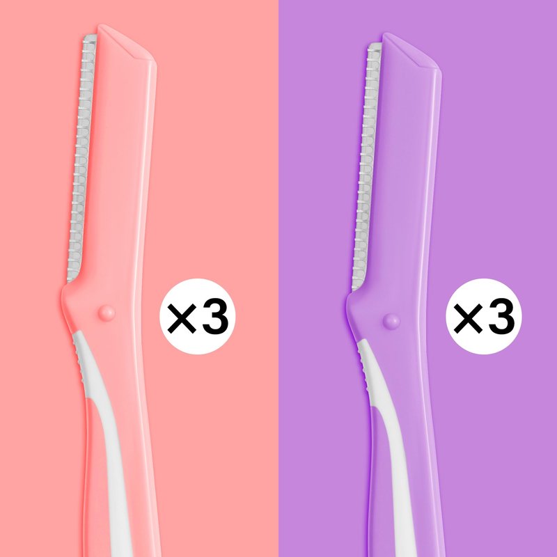 Professional Dermaplaning Razor for Women, Reusable Face & Eyebrow Shaper for Peach Fuzz, Travel-Friendly, At-Home Dead Skin Removal, Japanese Stainless Steel Blades - 6Pcs