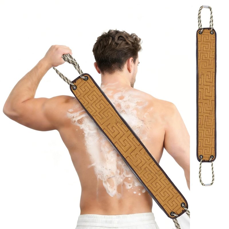 Back Scrubber with Handles, 38 Inches Exfoliating Shower Towel Body Scrubber for Men Women, Double-Sided Back Exfoliator Body Cleaner to Scrub Your Skin, Back Washer for Shower, Bath Scrubber for Body
