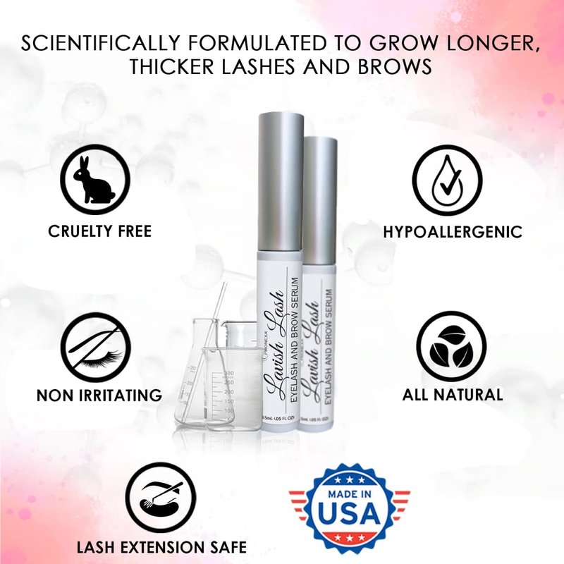 Pronexa Hairgenics Lavish Lash – Eyelash Growth Enhancer & Brow Serum with Biotin & Natural Growth Peptides for Long, Thick Lashes and Eyebrows! Dermatologist Certified, Cruelty Free & Hypoallergenic.