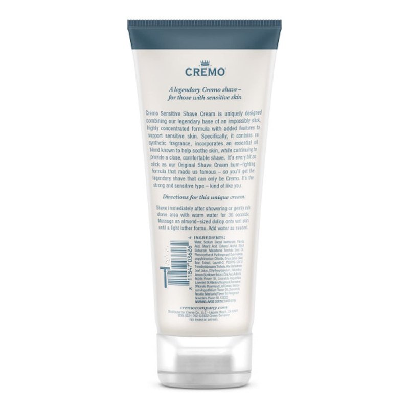 Cremo Sensitive Shave Cream, Astonishingly Superior Ultra-Slick Shaving Cream for Men, Fights Nicks, Cuts and Razor Burn, 6 Fl Oz (Pack of 2)