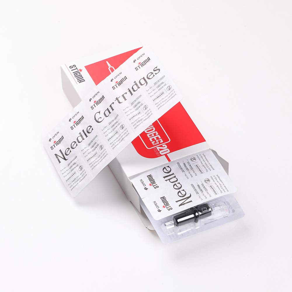 STIGMA #10(19RM) Bugpin Disposable Tattoo Needle Cartridges with Membrane Safety Cartridges for Tattoo Artists Curved/Round Magnum Shader Soft Edge 20Pcs Standard Pack EN05-20-1019RM