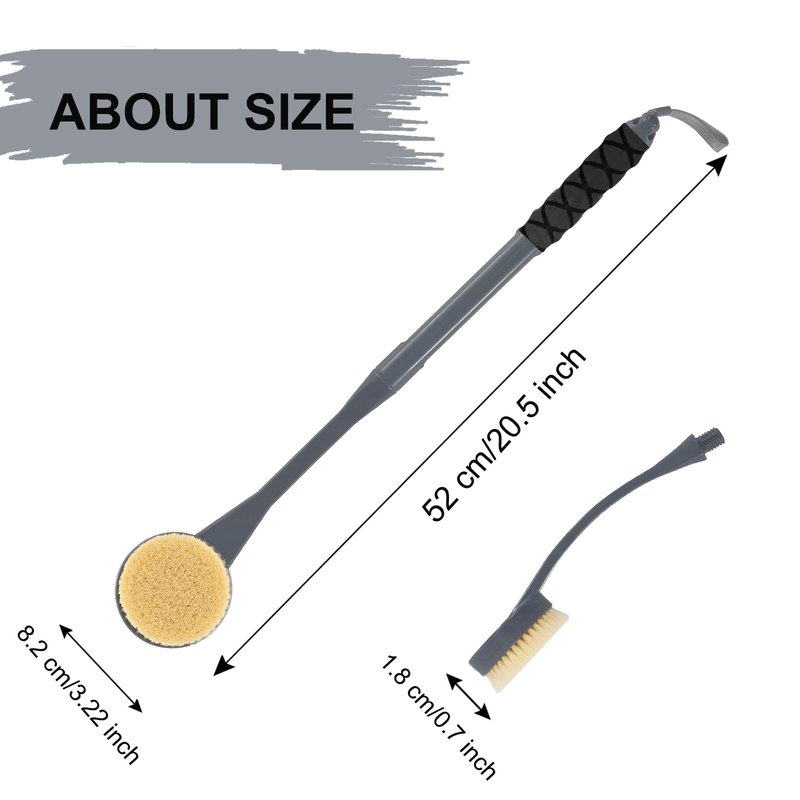 Gobiteli Back Scrubber for Shower,20.5" Long Handle Shower Brush for Body for Deep Clean,Back Brush for Shower for Men Women(Grey)