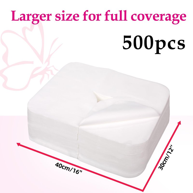 INNOVIO Disposable Face Cradle Covers 500 Count, Medical-Grade, Luxurious, Soft Nonwoven Face Cradle Cover for Massage Table & Chair, Disposable Headrest Covers 16''*12'', White