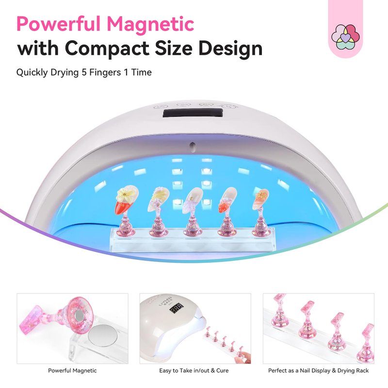 SAVILAND 3 Set Nail Holder for Painting Nails:Nail Stand for Press Ons Powerful Magnetic Nail Stand Fake Nail Stand for Nail Holder Nail Display Press on 40 Pcs Reusable Adhesive Putty Home Use