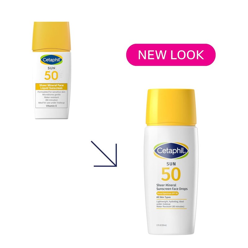 Cetaphil Sheer Mineral Sunscreen - SPF 50 Broad Spectrum UVA/UVB Protection for Sensitive Skin | 1.7 Fl Oz