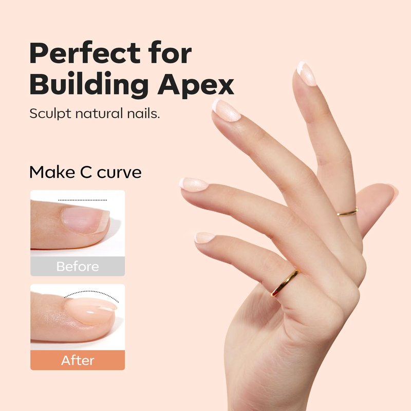 modelones Builder Nail Gel, 8-in-One Gold Shimmer Builder, Champagne Sparkle Glitter Rubber Color Base Gel Polish LED Lamp Cured, Apex Building Strengthener Extension for Home DIY Salon Girls