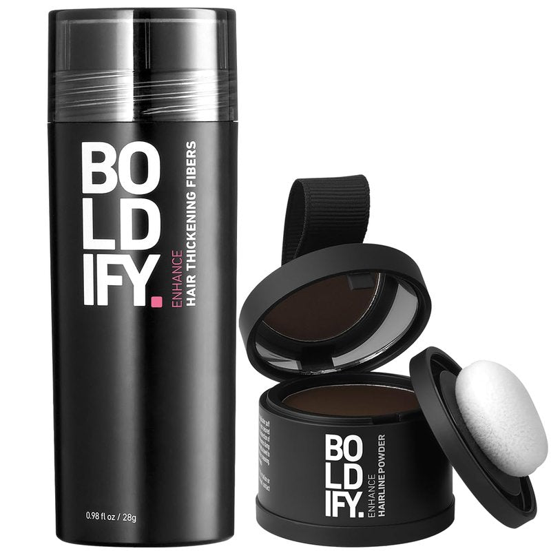 Boldify Hairline Powder & Fiber | Dark Brown Hair Loss Concealer for Thinning Hair