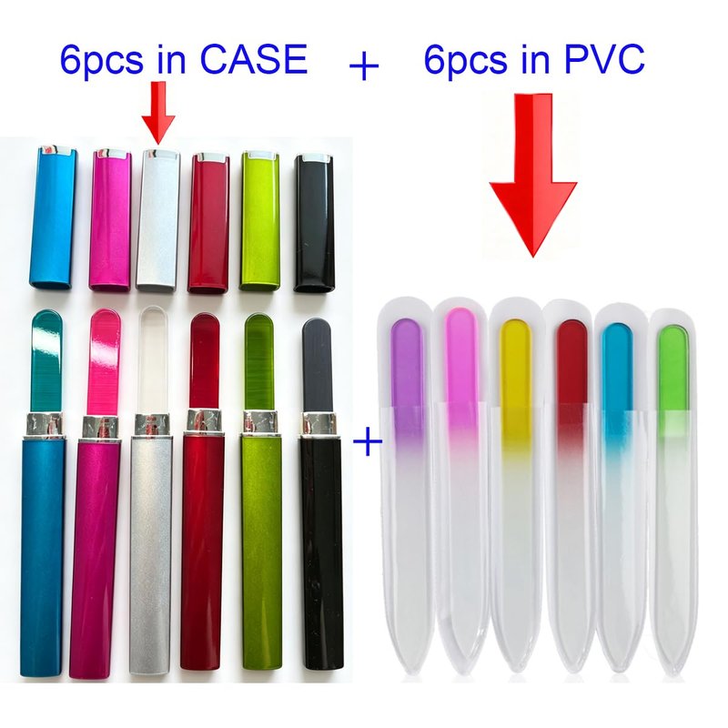 12PCS Glass Nail Files Crystal Glass Fingernail Files Double Sided Glass Nail File Mixed Color Manicure Set Christmas Gifts Stocking Stuffers