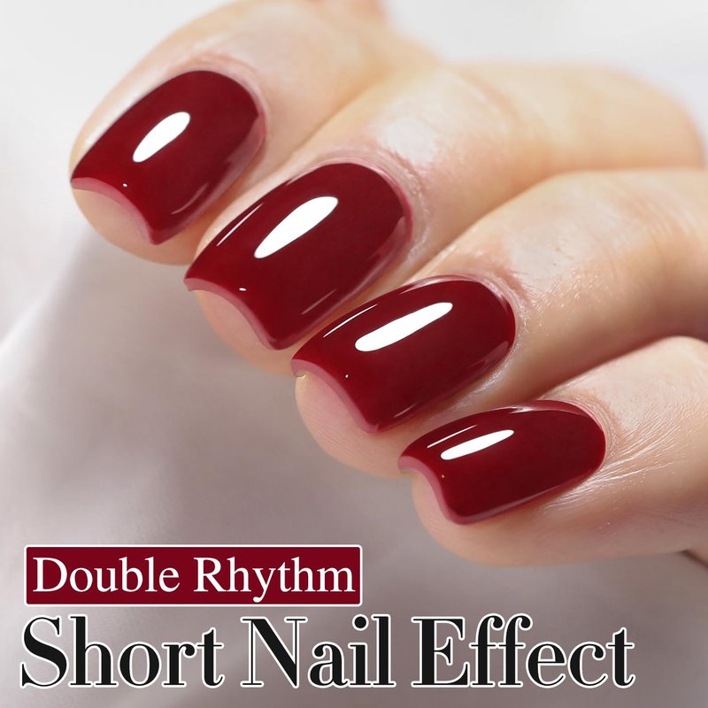 Double Rhythm Gel Polish - Pure Sheer Soak Off for Art Manicure | Burgundy Red 15ML - Perfect for DIY Gifts