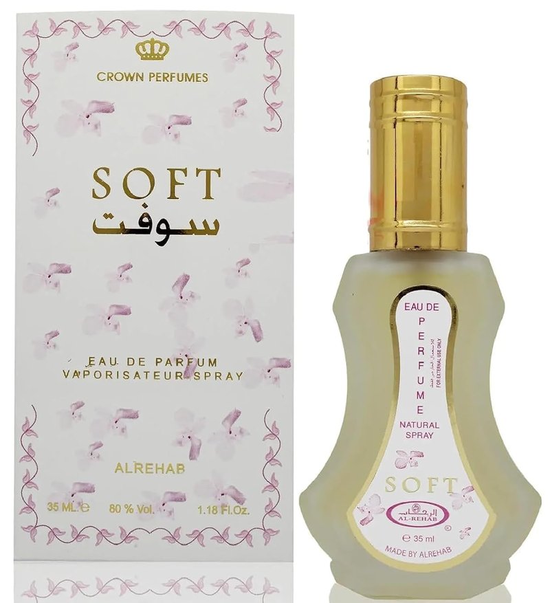 Al Rehab Soft 2-Piece Set for Women, (1.18 Oz Eau De Parfum Spray + 0.20 Oz Concentrated Perfume Rollerball)