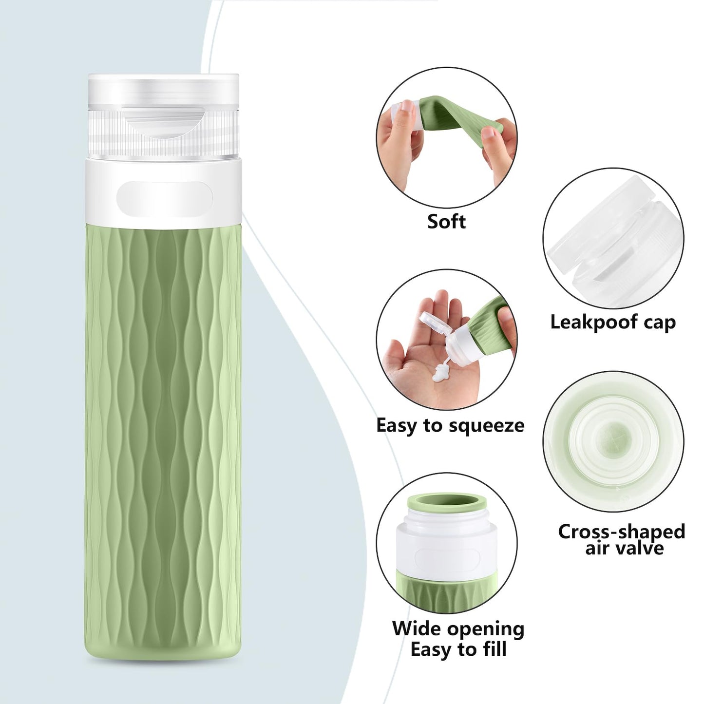 YEALIFE Travel Bottles for Toiletries, TSA Approved 3.4oz Travel Size Containers, BPA Free Leak Proof Silicone Traveling Bottles, Refillable Travel Essentials Kits for Shampoo Conditioner(4 Pack)-C