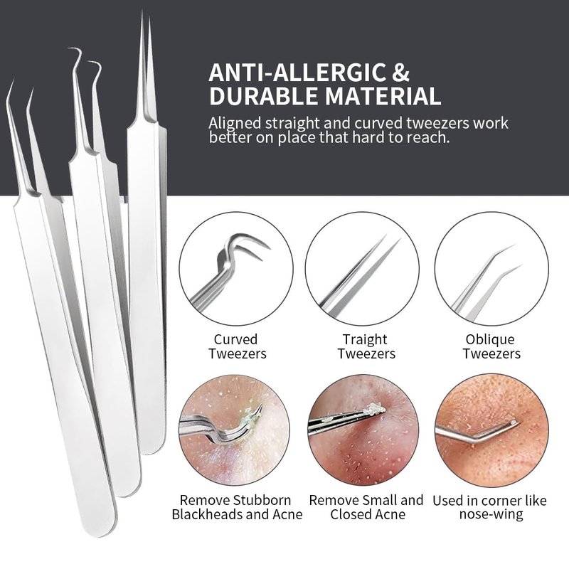 DUcare Blackhead Remover Pimple Popper Tool Kit - (9 Piece Kit) - Professional Stainless Pimples Comedone Extractor Removal Tool