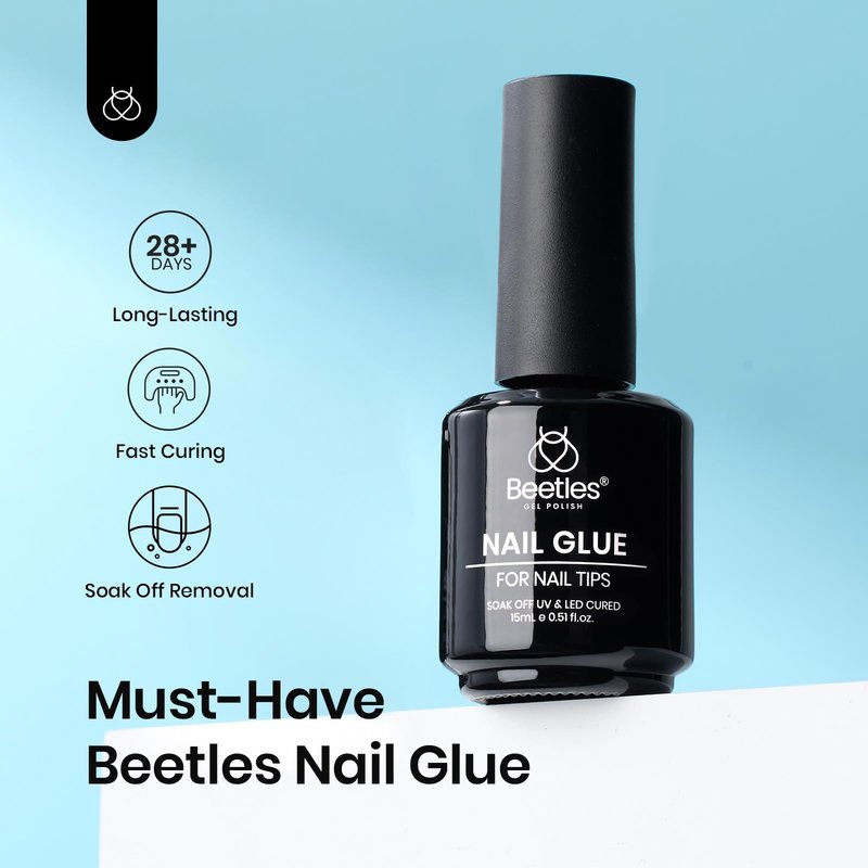 Beetles 15ml Gel Nail Glue 9 in 1 for Acrylic Nails Tips and Clear Press on Nails, Long Lasting Extension Glue, Base Coat, Blooming Art Gel, U V Light Cured