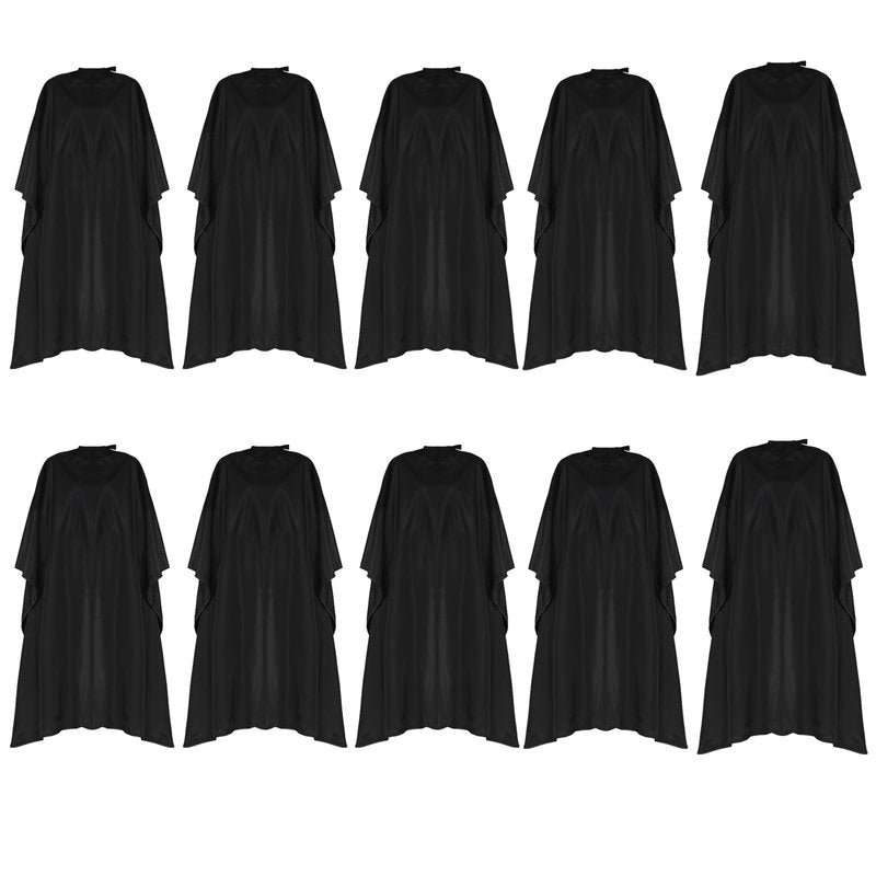 Black Barber Cape, Professional Nylon Waterproof Hair Cutting Cape with Snap Closure Salon Cape, 62" x 54" Hairdressing Cape (Black-10 Pack)