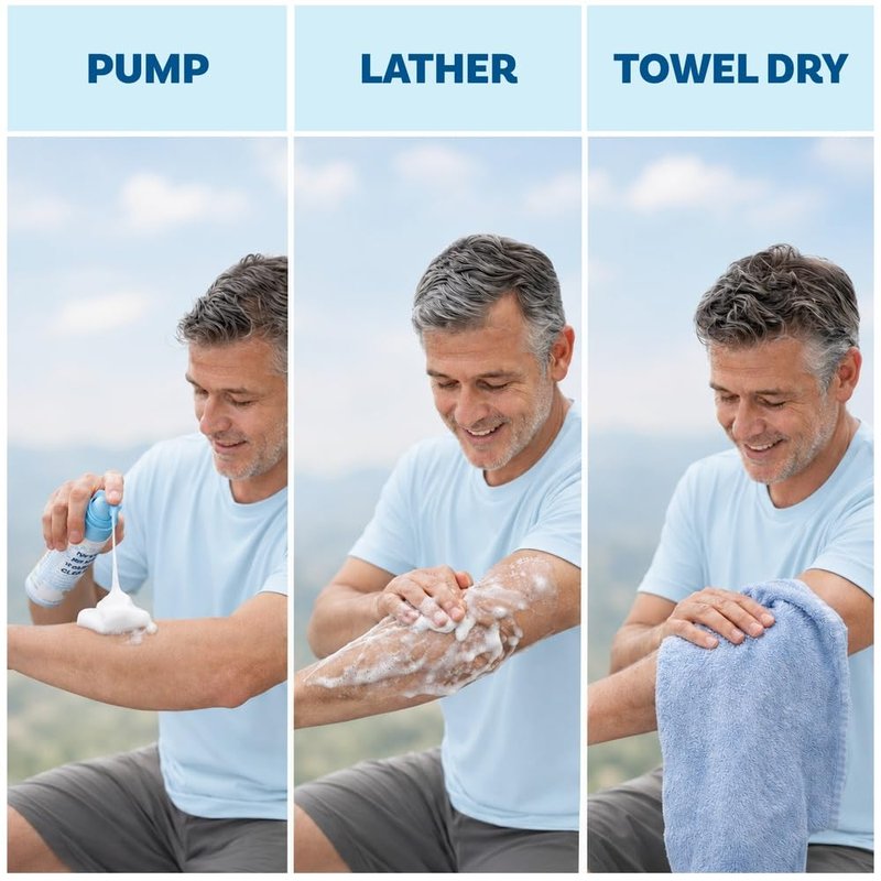 Scrubzz No Rinse Body Wash for Elderly, Gentle 8.5 fl oz Rinse Free Cleansing Foam for Waterless Bathing Men and Women, Great for Hospital Stays, Post Surgery, Camping, Gym and Post Workout - 1 Pack