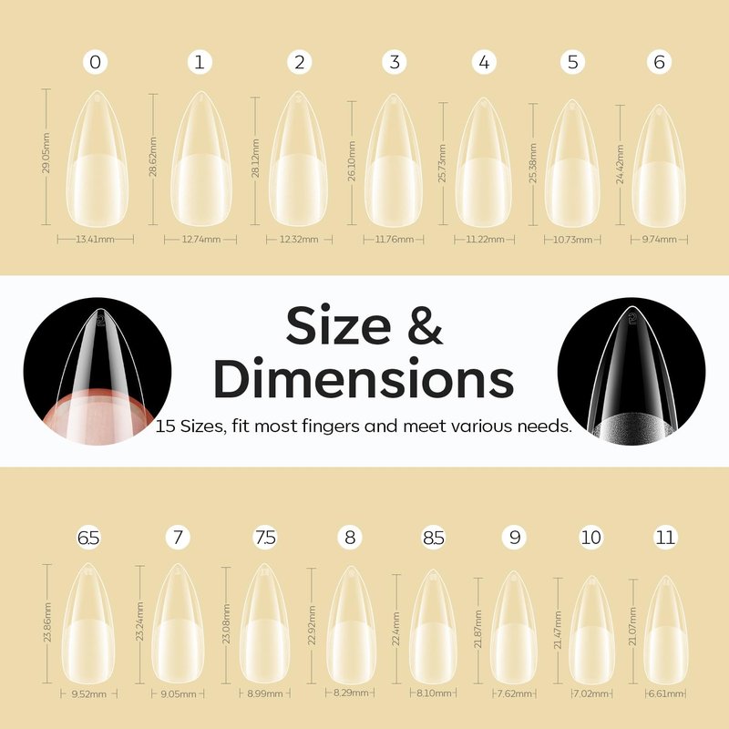 Modelones Medium Stiletto Fake Nail Tips - 510 Pcs Pre-shaped Half Matte Full Cover Gel Kit | DIY Salon Nails
