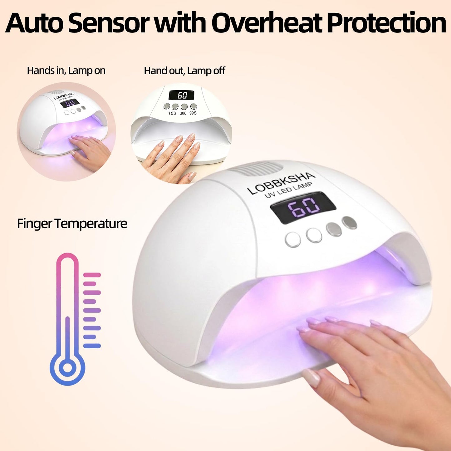 UV LED Nail Lamp, 280W Fast Curing Gel Nail Dryer for Gel Polish, Rhinestone Glue, Solid & Liner Gel, 4 Timers & Spacious Chamber with Smart Sensor, Professional 45Pcs LEDs for Home Salon Use