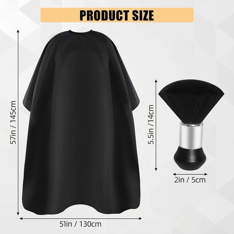Omvoina Professional Haircut Cape - Adjustable Snap Closure & Neck Duster Brush | Unisex Salon Cape