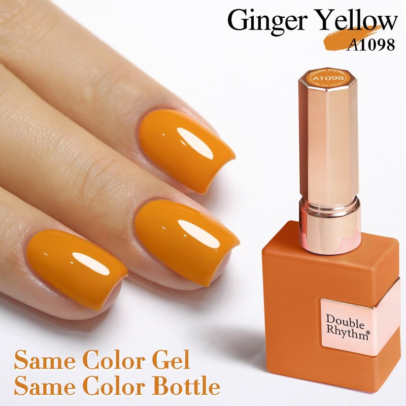 Double Rhythm 15ML Gel Polish Pure Sheer Same Color Same Bottle Soak Off Gel Polish Art Manicure Salon DIY at Home for Women (Ginger Yellow-A1098)