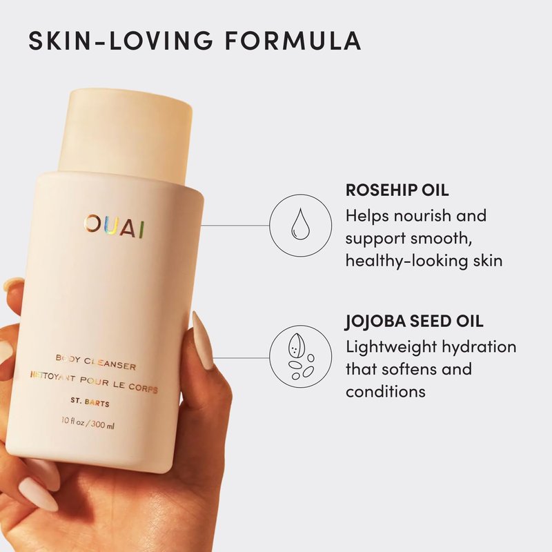 OUAI Body Cleanser - Hydrating Foaming Body Wash with Jojoba & Rosehip Oil | 10 Fl Oz, Paraben-Free