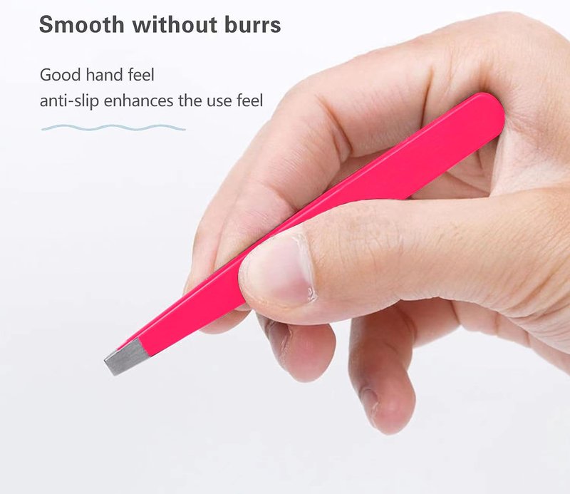 Derlaier Tweezers Set Professional High Precision Stainless Steel Eyebrow Remover Ingrown Hair & Splinter Removal Kit Facial Hair Grooming Tools for Men Women Pink 4 Pcs