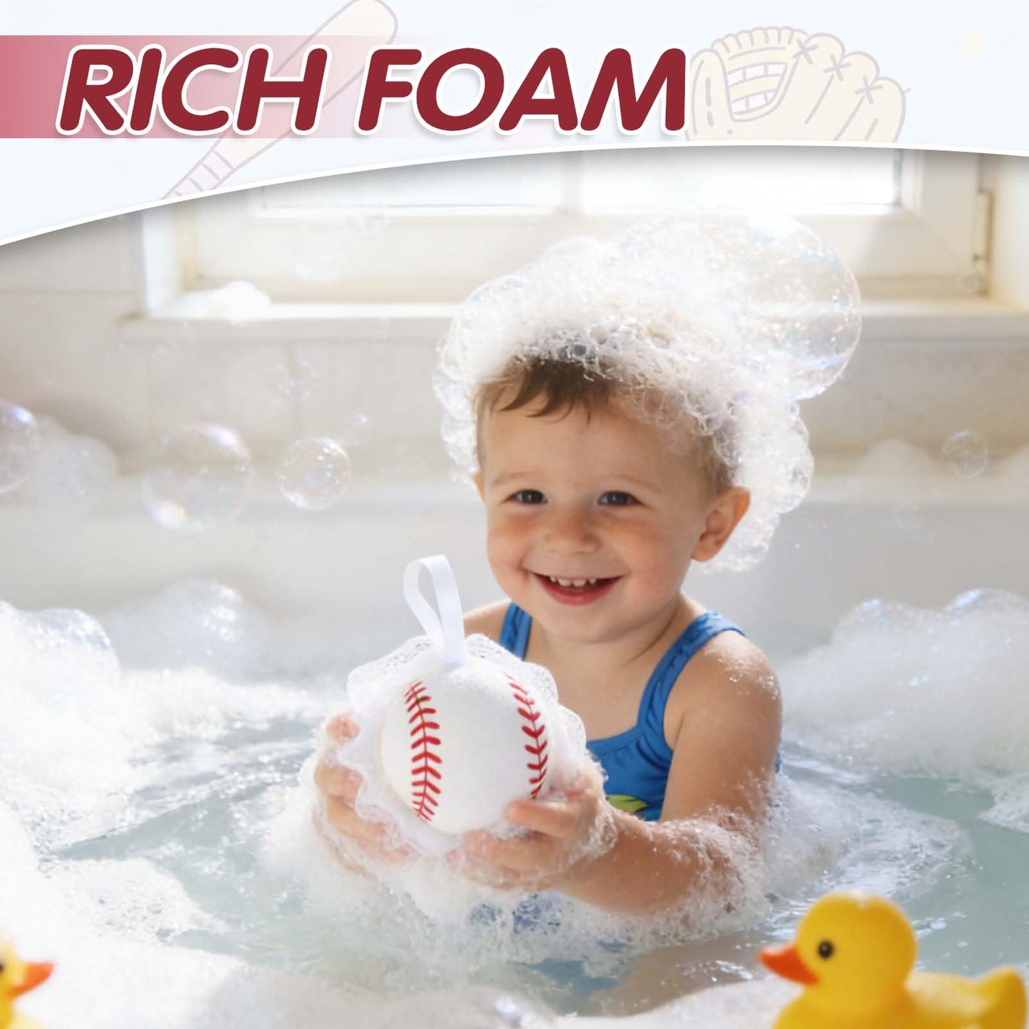 Pnluoce 12Pcs Baseball Team Souvenirs, Team Gift Shower Sponge Bath Loofah Sponge Suitable for School Baseball Competition Prizes Birthday Sports Party Favors