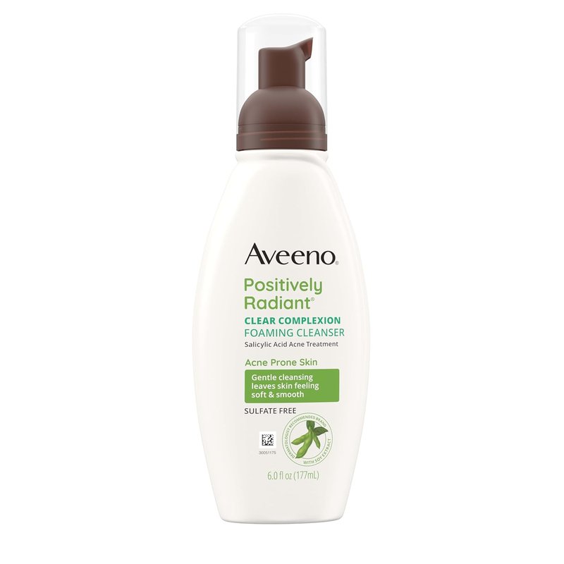 Aveeno Clear Complexion Foaming Facial Cleanser - Oil-Free Acne Treatment with Soy Extract & Salicylic Acid | 6 fl. oz