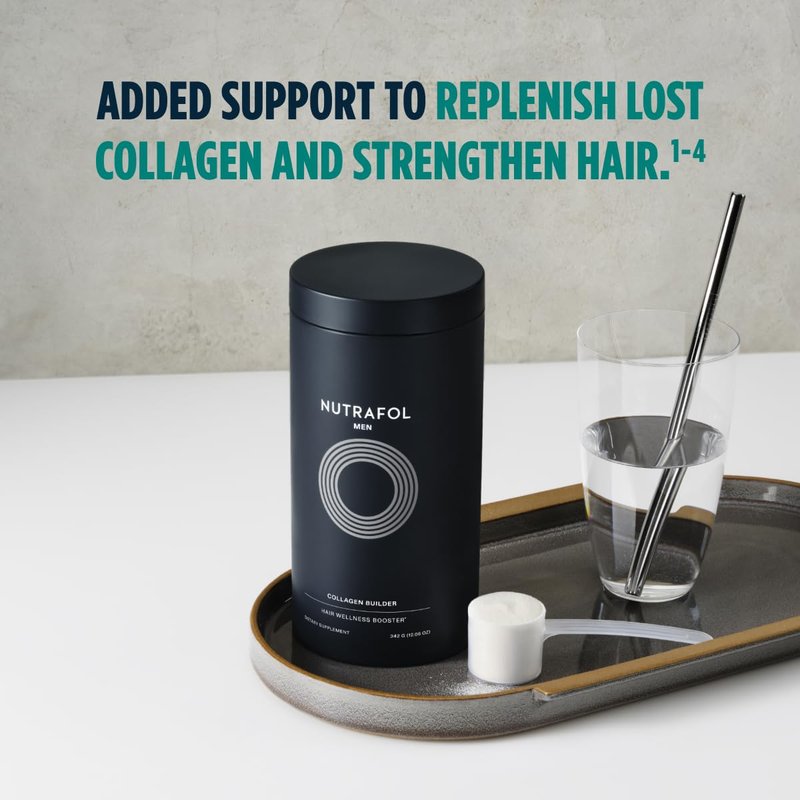 Nutrafol Men's Hair Growth Supplement - Physician-Formulated Collagen Peptides for Thicker Hair | 12 oz Bottle