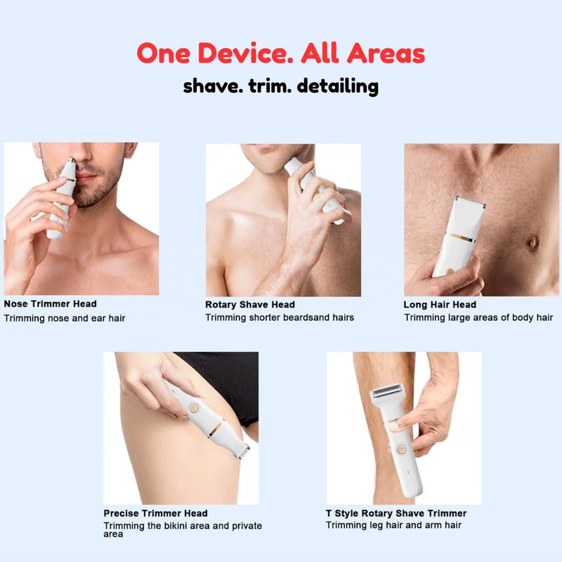 RaysDanc 5-in-1 Bikini Trimmer for Women, Waterproof Electric Shaver & Electric Razor for Women, Cordless Hair Trimmer with 5 Heads, Rechargeable Wet/Dry Use Womens Shaver