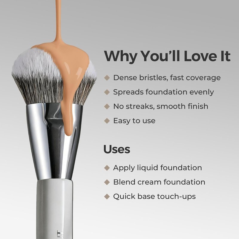 ALBEAUT 201 Angled Foundation Brush for Flawless Makeup Application Professional Liquid, Cream Powder Foundation Brush with Dense Bristles - Contoured for Precise Blending and Buffing