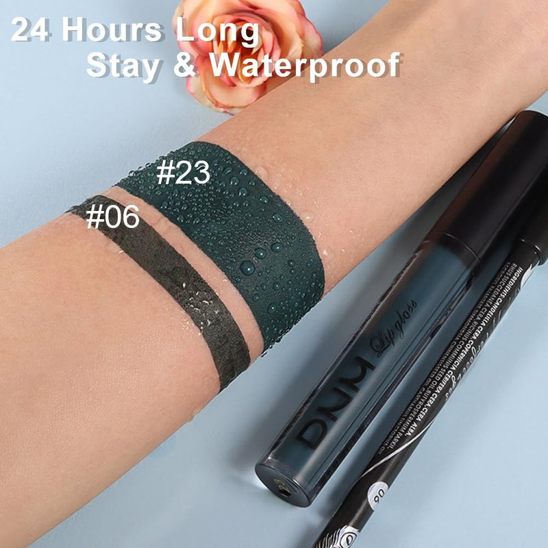 Evpct Matte Dark Green Lipstick & Lip Liner Set - Long-Lasting 24H Formula | 2 Pcs