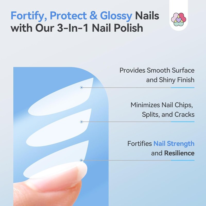 SAVILAND 3-in-1 Nail Strengthener & Top Coat - Quick-Dry Clear Polish for Damaged Nails | 15ml