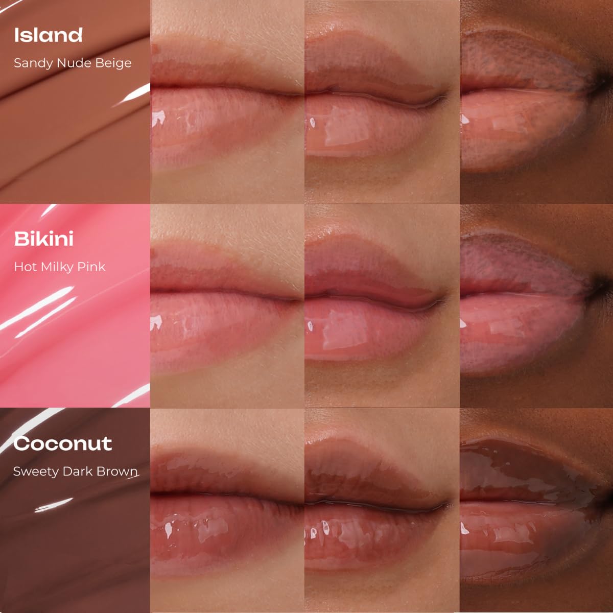 Losy Kim PDRN Tinted Lip Serum – High Gloss Ultra Hydrating Natural Glow, Non-Sticky Volumizing Color Glaze with Long-Lasting Shine, Nourishing Moisturizing Repair for Chapped Lips (0.34 oz) (island)