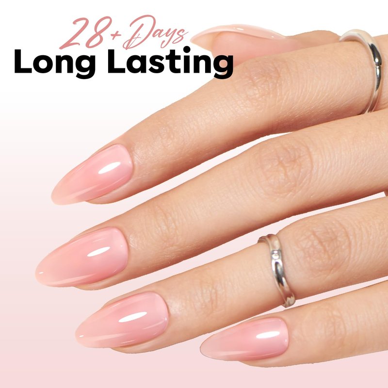 modelones Pink Gel Nail Polish Nude Pink Nail Polish Jelly Sheer Natural Translucent Soak Off U V Gel Clean Girl Valentine Nails for Women Nail Art French Tip Manicure 15 ML