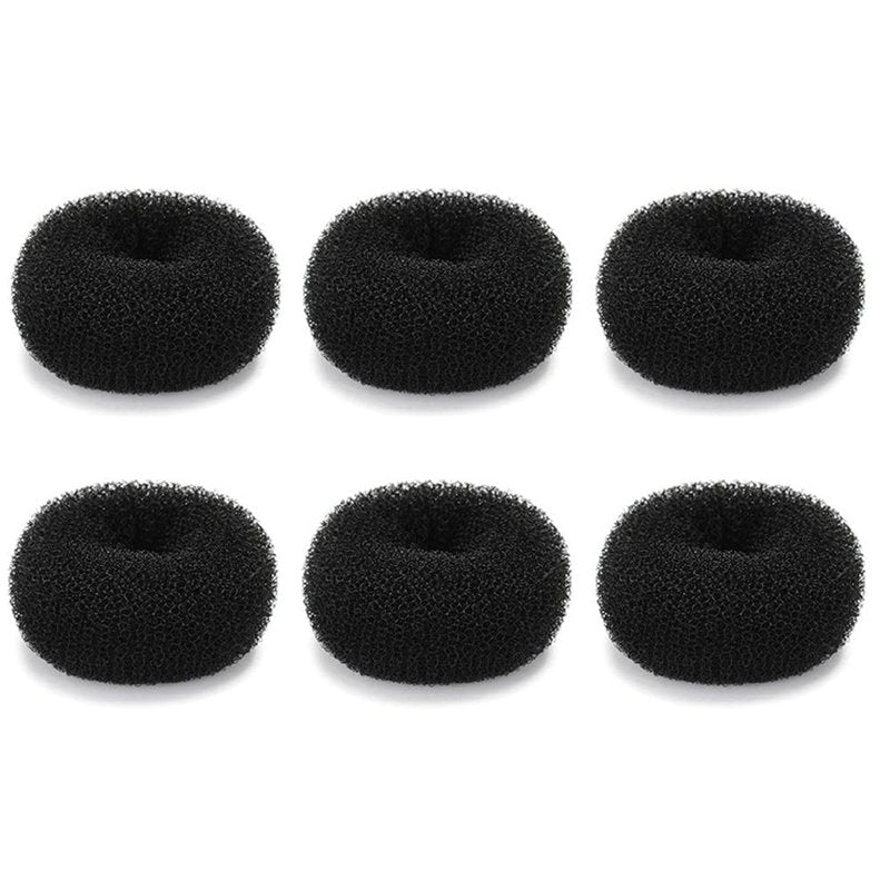 Extra Small Hair Bun Maker for Kids, 6 PCS Chignon Hair Donut Sock Bun Form for Girls, Mini Hair Doughnut Shaper for Short and Thin Hair (Small Size 2 Inch, Black)
