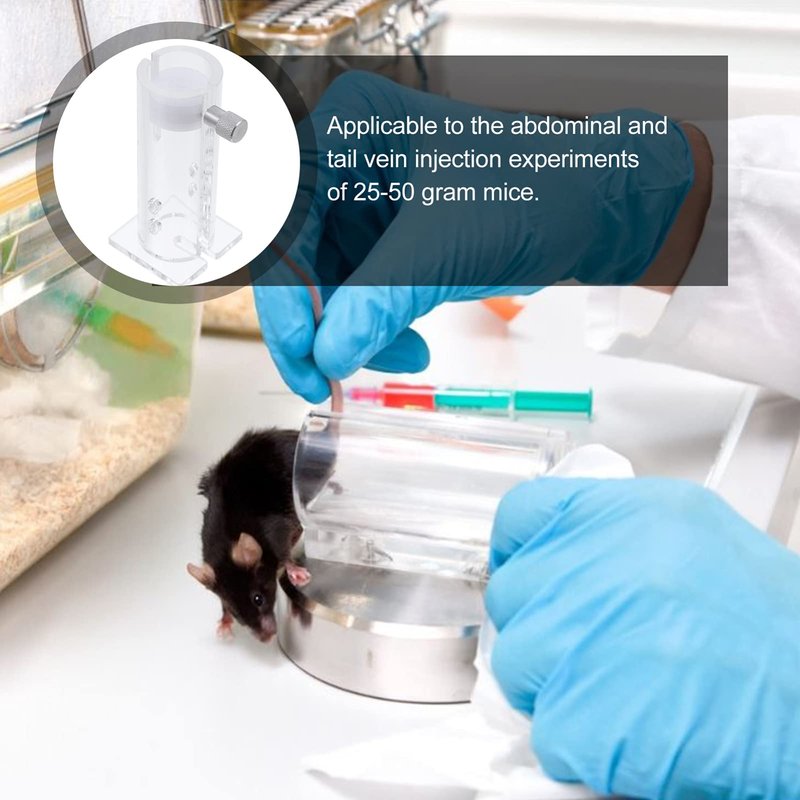 Scicalife Mouse Restrainer, Acrylic Transparent Laboratory Mice Restrainer for Research, Mouse Holder for 25-50G Gram Mice, Cages Fixing Tool Lab Equipment