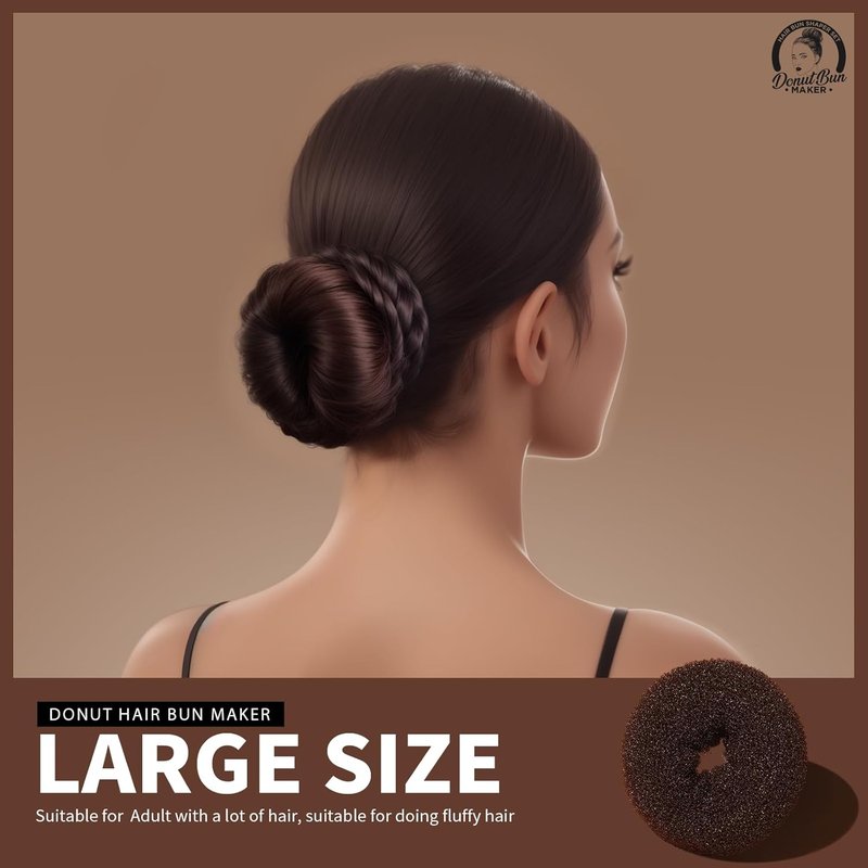 Hair Bun Maker - 4 Pcs Brown Ballet Buns in 4 Sizes | Easy Hair Donuts for Women