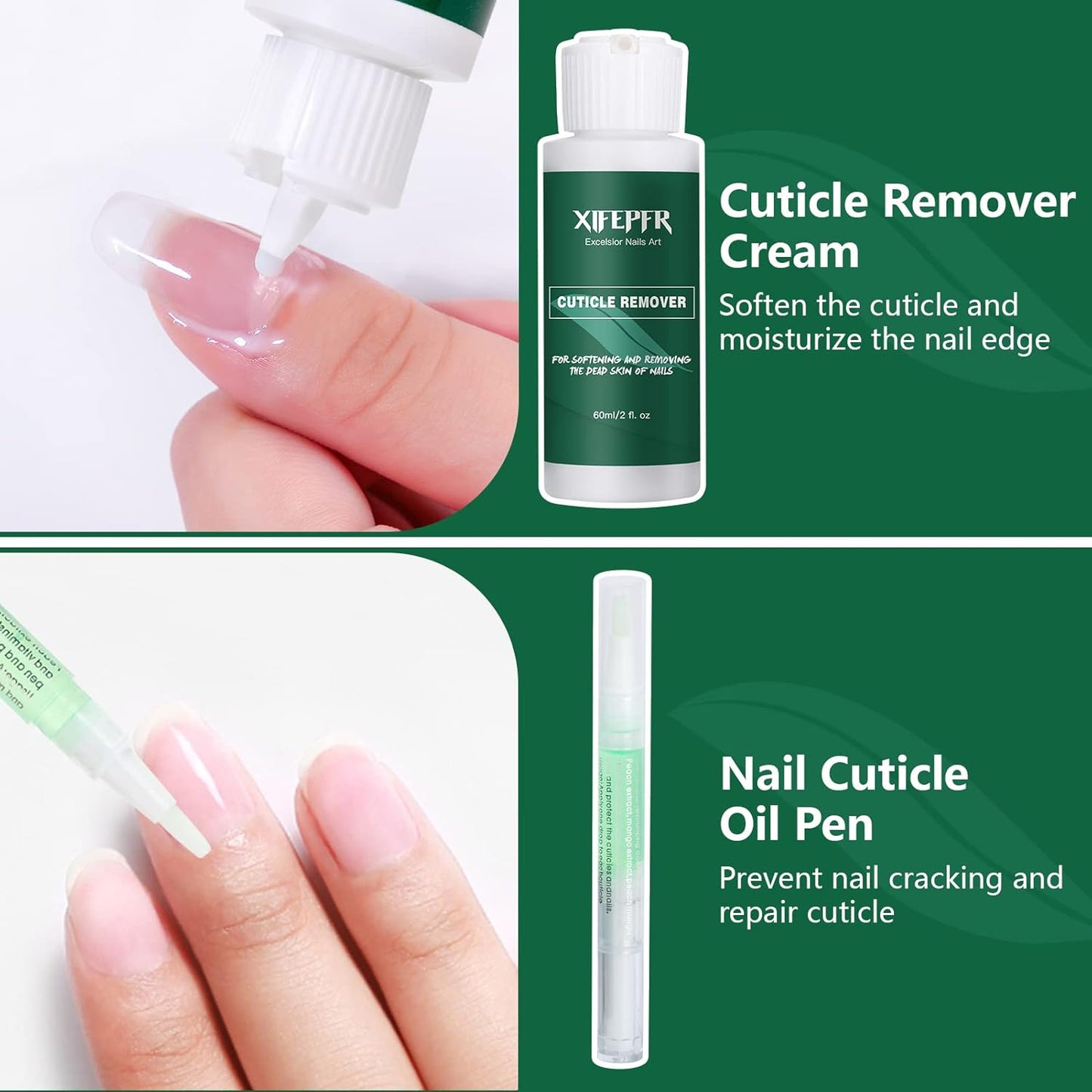 XIFEPFR Cuticle Remover Kit - Moisturizing Cream & Oil Pen with Trimmer, Pusher & Cotton Pads | Perfect Gift for Women