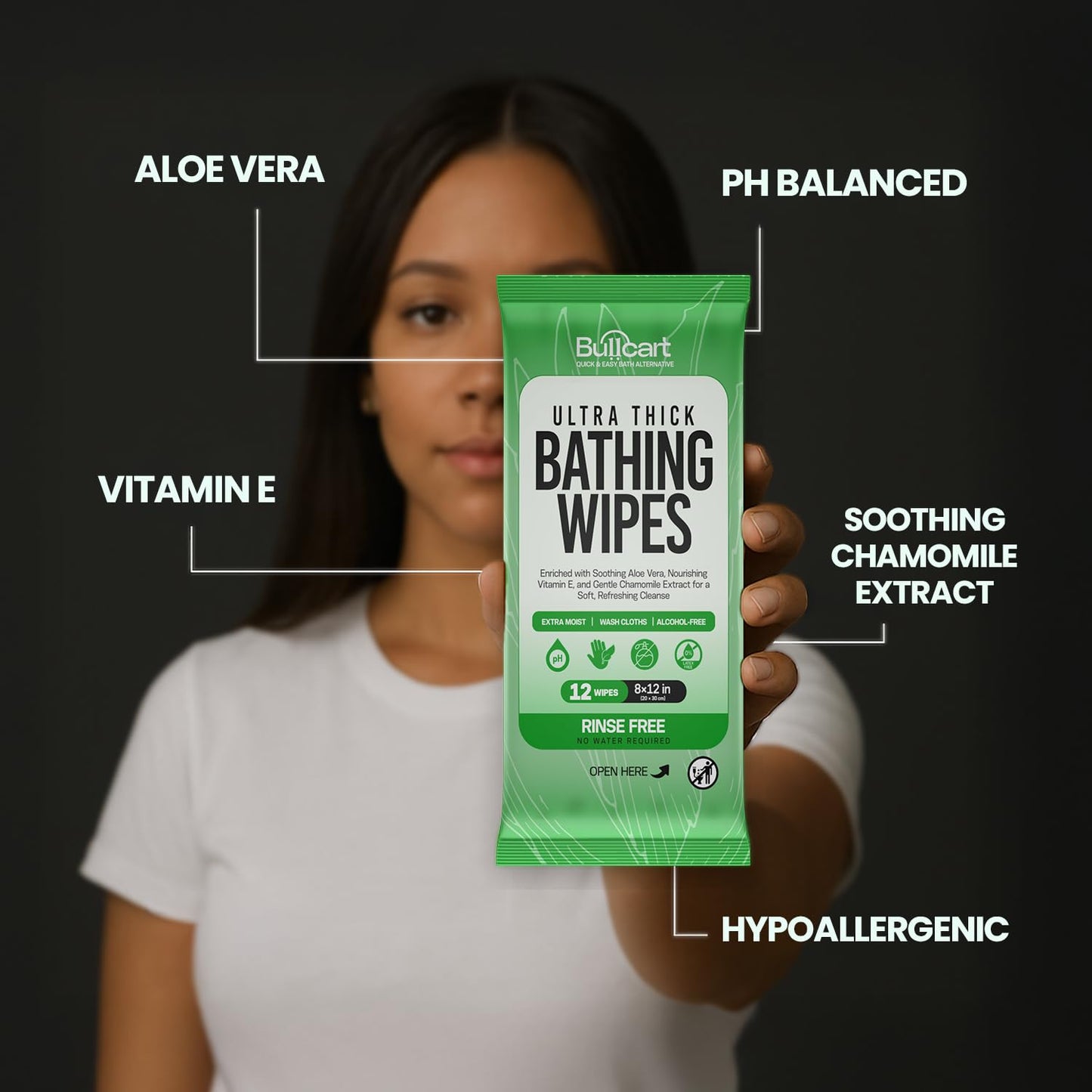 XL Bathing Wipes - Body Wipes for Adults Bathing No Rinse - 10 Pack, 120 Wipes - Disposable Cleansing Cloths for Women, Men & Elderly - W/Aloe - Shower Wipes - Camping & Travel Essentials