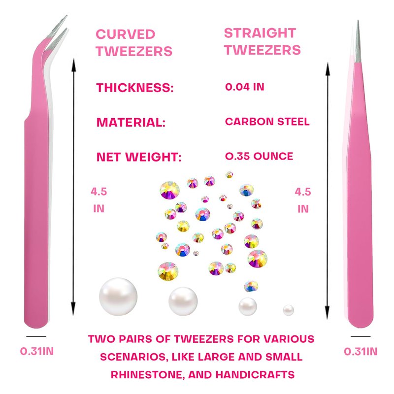 Rhinestone Picker Tool Set - Dual-Head Wax Pens with Tips & Tweezers | 2-Piece Nail Art Kit
