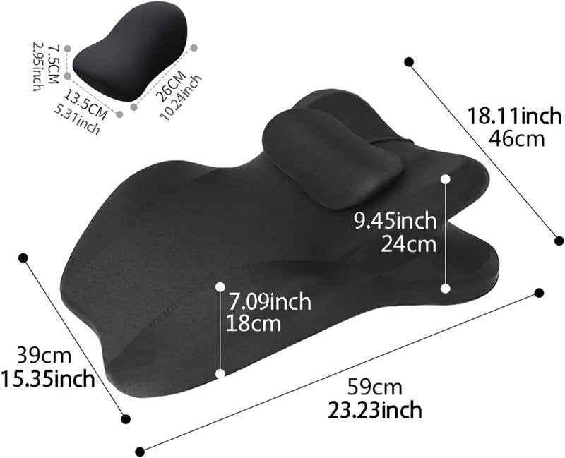 Ergonomic Memory Foam Wedge Pillow - Back & Prone Support Cushion | 27° Angle for Optimal Comfort (Black)