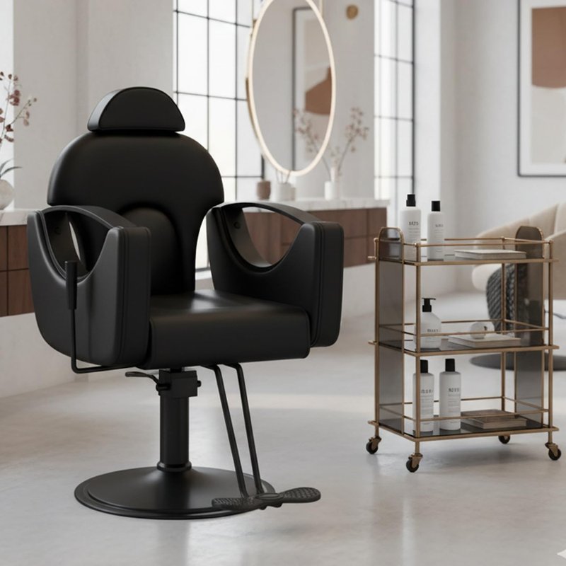 Salon Barber Chair for Hair Stylist, Professional Reclining Hydraulic Styling Chair with Heavy-Duty Pump, All Purpose Hairdresser Chair for Barbershop, Braiding, Shampoo, Spa Equipment, Black
