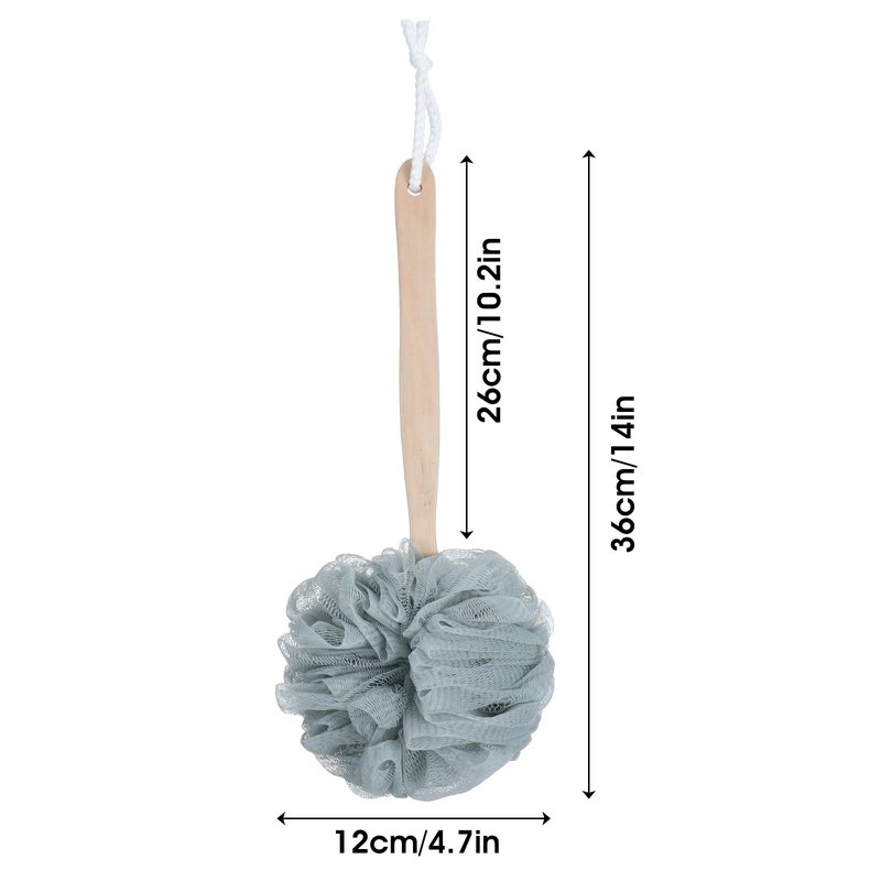 8 Pack Large Bath Puff Loofah Sponge with Long Handle Shower Loofah, Bath Body Back Brush